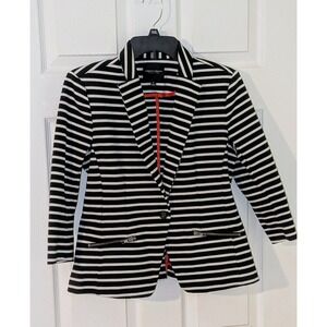 Christian Siriano Runway Style‎ Black White Striped Blazer Jacket Size S